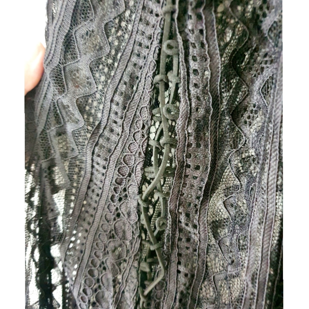 Melissa Crochet Lace Maxi Cover-Up – Black – Adjustable Side Tie - Picture 10 of 16
